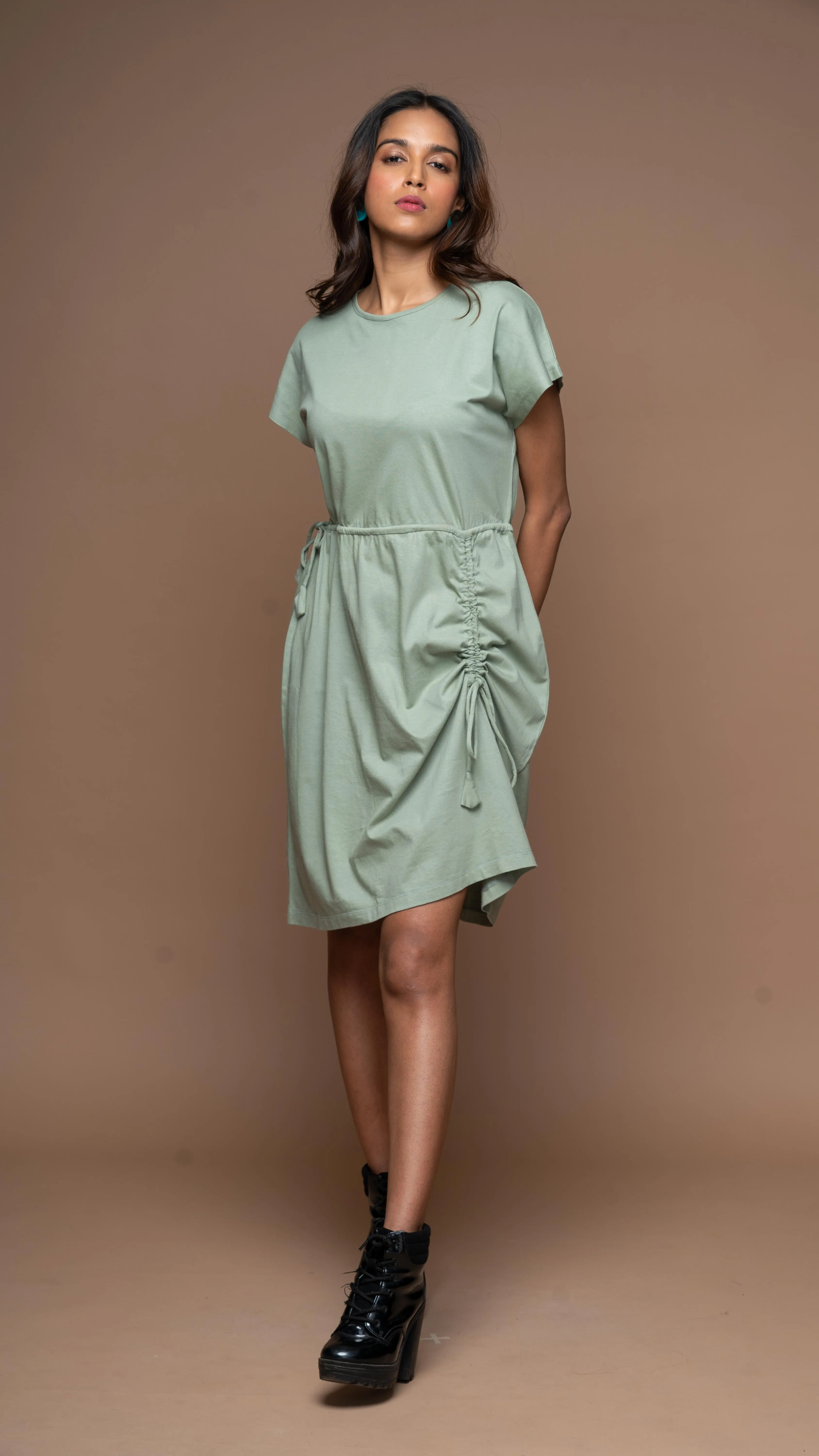 Wings & Strings Jersey Dress - Sage Green