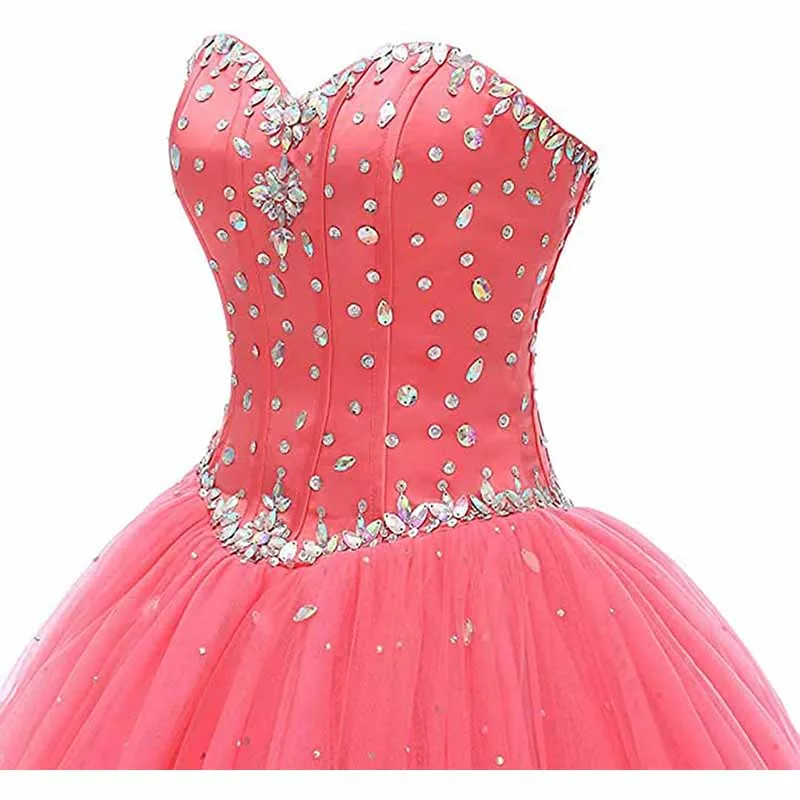 Women's Sweetheart Ball Gown Tulle Quinceanera Dresses Prom Dress