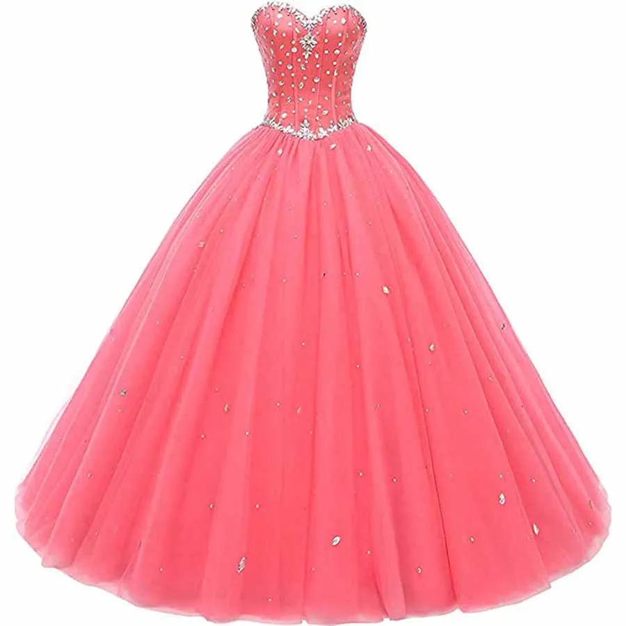 Women's Sweetheart Ball Gown Tulle Quinceanera Dresses Prom Dress