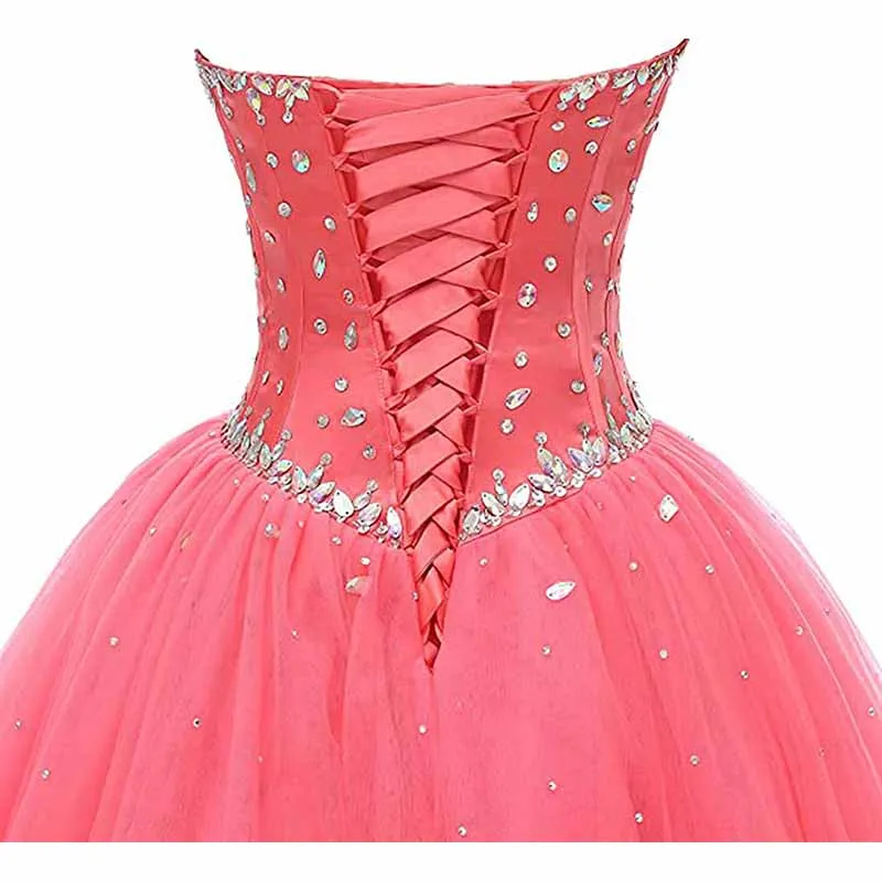 Women's Sweetheart Ball Gown Tulle Quinceanera Dresses Prom Dress