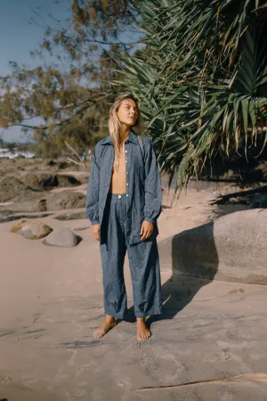 Yumi Shirt - Navy Pinstripe