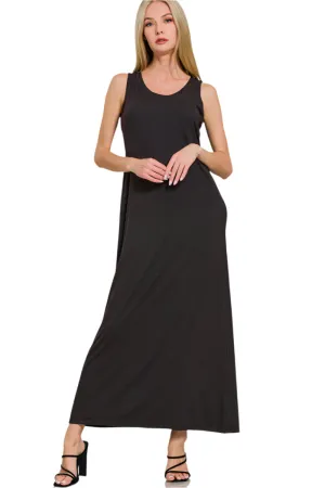 Zenana Scoop Neck Wide Strap Tank Dress